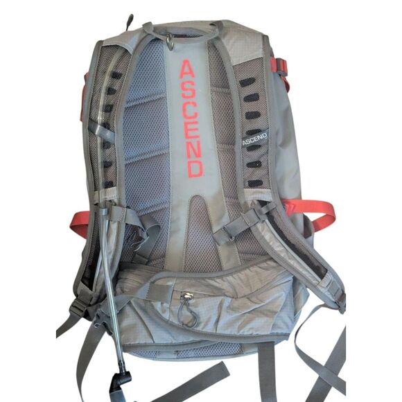Ascend "Drift 33L" Hiking Backpack with Hydration Pack, Gray & Coral - Picture 6 of 6